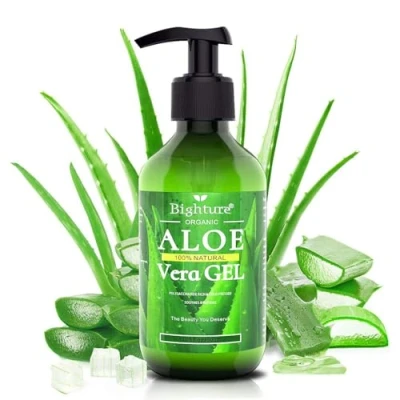 Image of Bighture Aloe Vera Gel, 100% Organic from Freshly Cut Leaves, Skin Care for Deeply&amp;Rapidly Soothing, Firming, After Shave, Sunburn Relieve,etc