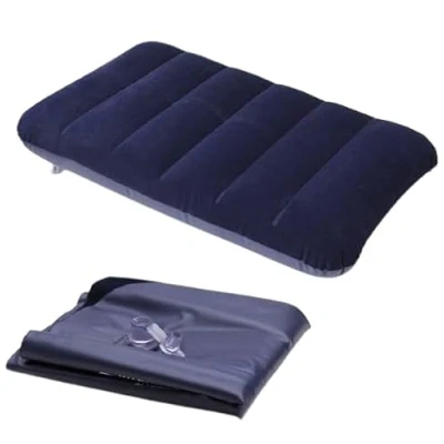Image of Fia Direct Large Inflatable Head Rest Cushion Rectangle Pillow Blow up for Travel and Camping Soft Comfortable (Navy Blue)