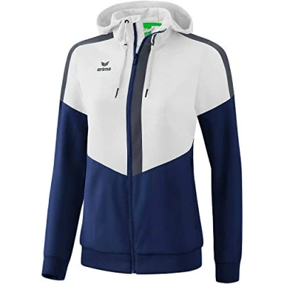 Image of Erima Squad Track Top Jacket with Hood White/New Navy/Slate Grey, 42