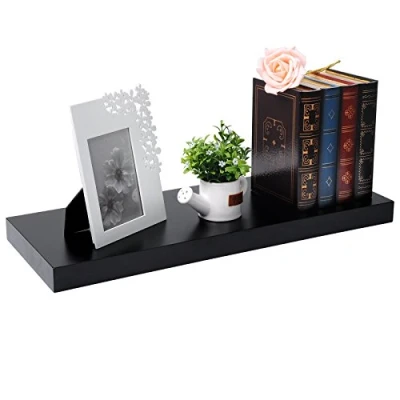Image of EUGAD Floating Shelves Wall Corner Storage Invisible Mounting Bookshelves, 60x22.9x3.8 cm, Black Shelf