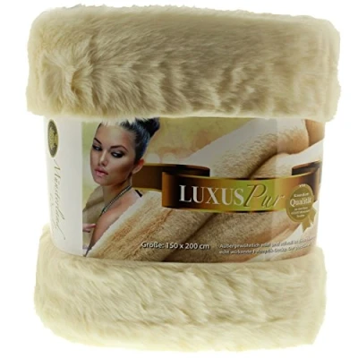Image of Gözze Blanket, faux fur in elegant look, polar bear design, 150 x 200 cm cream/white (polar white)