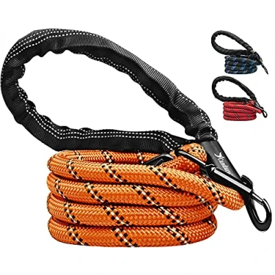 Image of Candure Dog Lead with Soft Padded and Anti Slip Comfortable Rope Handle, 5 FT Strong Leads, Highly Reflective Leash for Puppy, Medium Large Dogs (Orange)