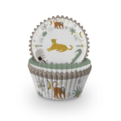 Image of Anniversary House Cupcake Cases 60 Safari for Baking Cups in Heavy Duty Greaseproof Paper Birthday, Babyshower, Gender Reveals and More J223