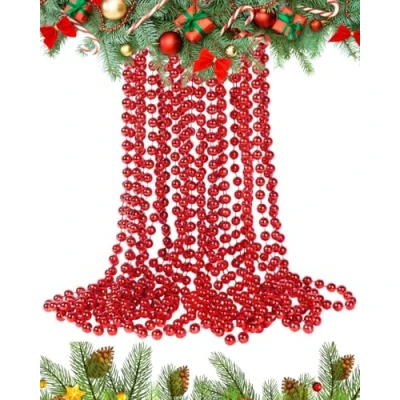 Image of UKDeals Direct UKDD® 10m Long Christmas Bead Chain Shiny Garlands tree Decorations (Red.)