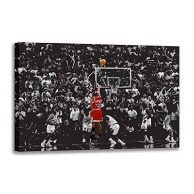 Image of Five Seller Michael Jordan&#039;s Last Shot In 1996 Wall Art Canvas Painting Fan Poster Print Picture for Living Room Decor (Artwork 4,40 x 60 cm(unframed))