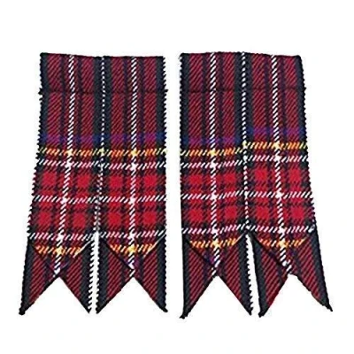 Image of New Mens Kilt Flashes Black Stewart Tartan/Scottish Hose Sock Tartans
