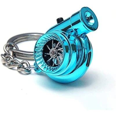 Image of Q&amp;A Car Turbo Keychain Rechargeable with Sound and Light,Electric Keychain,USB Mini Key Sleeve Bearing Spinning Model Charger Ring of BOV