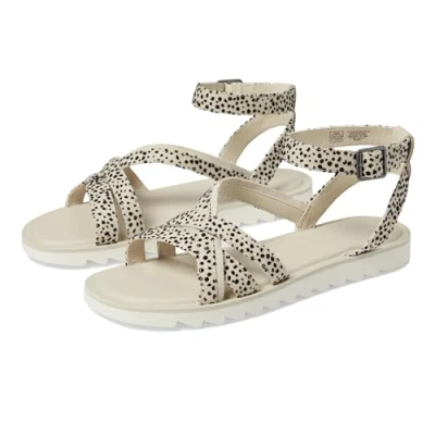 Image of TOMS Women&#039;s Rory Flat Sandal, Fog Flocked Mini Cheetah/Suede, 3.5 UK