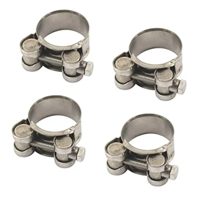 Image of (Pack of 4) Size 40 43mm T Bolt Hose Clamp 304 Stainless Steel Tube Clamps Pipe
