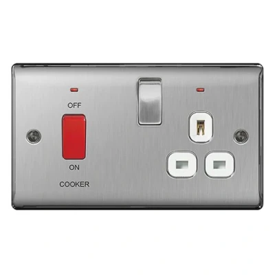 Image of British Gas BG Nexus Metal 45 Amp Double Pole Switch Brushed Steel NBS70W 01