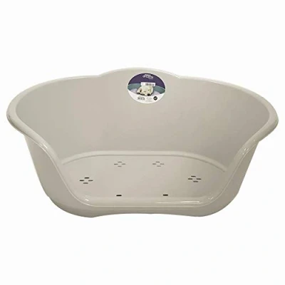 Image of YoL Heavy duty plastic waterproof small pet dog cat puppy bed basket light grey