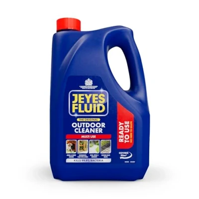 Image of Jeyes Fluid Ready To Use Outdoor Cleaner and Disinfectant for Paths, Patios, Driveways Pet Housing, Blue, 4 Litre, Packing May Vary.