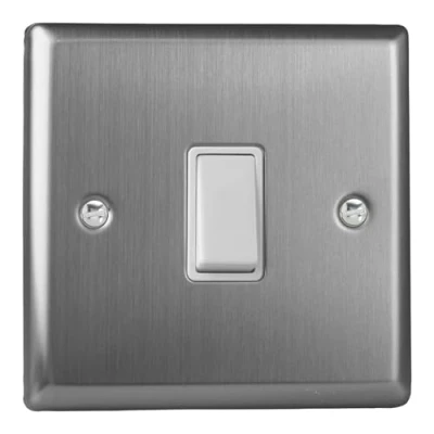 Image of Varilight XT20D Classic Brushed Steel 1 Gang 20A Double Pole Switch