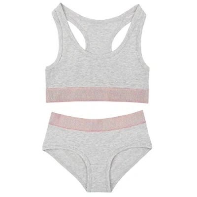 Image of undercover lingerie Girl Crop Top Brief Set 14C889 Grey 7 8 Years