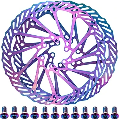 Image of YBEKI Bike disc Brake Rotor 160mm 180mm 2 Pack with 12 Bolts for Road Mountain MTB BMX Stainless Steel Bicycle Rotor. 6 Month Warranty (multicolor, 160mm)