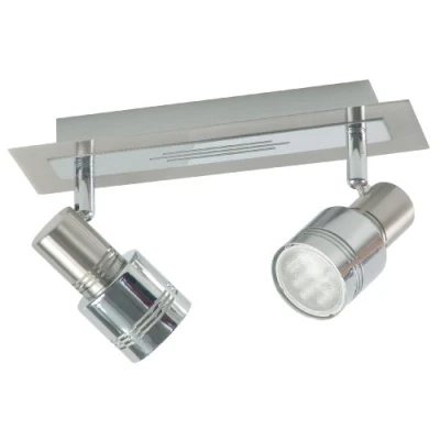 Image of Ranex Lars BYR6000200 Surface Mounted Chrome/Brushed Steel Duo Bar Spotlight, 110 x 255 70mm, 2X GU10/9W Bulbs Included