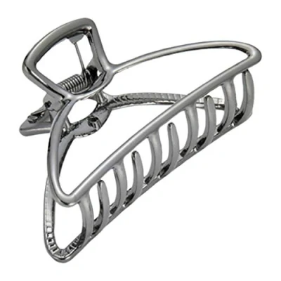 Image of Ladies Hair Claw Clip Metal Jaw Clamp Thick Updo Tools Triangle Black