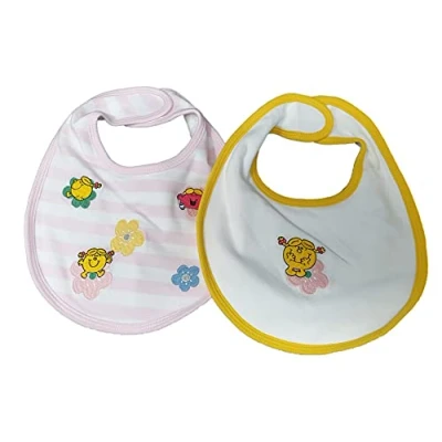 Image of Cath Kidston Mr Men and Little Miss 2 pack of round Cotton Dribble Feeding Bibs