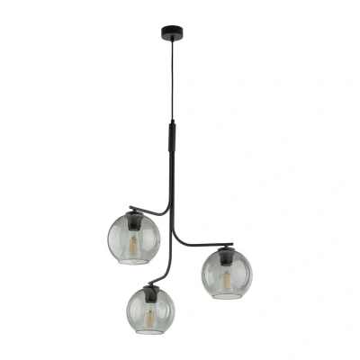 Image of Cesar Multi Arm Pendant Ceiling Light Black, Graphite Glass 3xE27