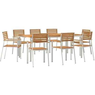 Image of vidaXL 9 Piece Garden Dining Set Solid Wood Teak
