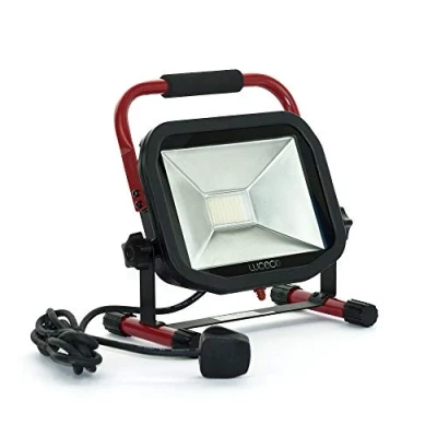 Image of Luceco Portable Slimline LED Work Light, 38 Watts, Red and Black Aluminium