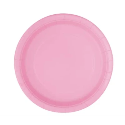 Image of Solid Lovely Pink Round Paper Dinner Plates (22cm) 8 Count Sturdy &amp; Elegant for Parties and Events