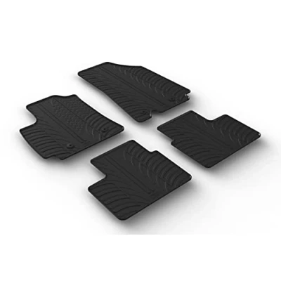 Image of Gledring 0023 Rubber car mats Set Suitable for Renault Arkana 2020 (T Profile 4 Pieces + mounting Clips), Black