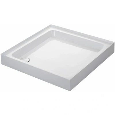 Image of Mira Flight Adjustable Height Acrylic Capped Resin Stone Tray Square 760x760 4 Upstands 1.1783.004.WH