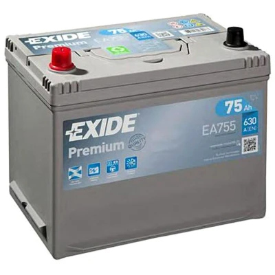 Image of 0058057024 Starter battery EXIDE PREMIUM EA755 12V 75Ah 630A Korean B1+B6 Lead acid TOYOTA: Land Cruiser Prado 120, HILUX 5 Pick up