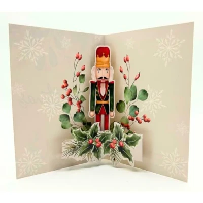 Image of Second Ave Nutcracker 3D Pop Up Christmas Card Friends Family Xmas Holiday Festive Greetings