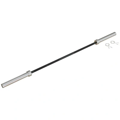 Image of SPORTNOW 7ft 210cm 20kg Barbell Bar with Spring Clips for 5cm Weight Plates, Home Gym Lifting Bar, Up to 200kg