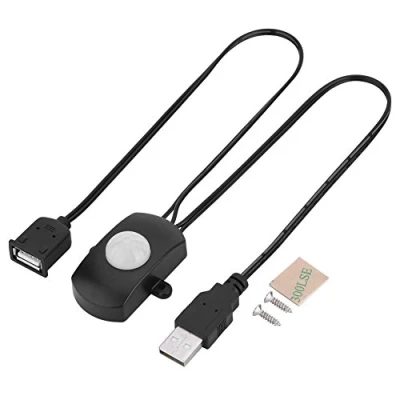Image of DC 5 24V Mini PIR Motion Sensor Switch Occupancy for DIY LED Lighting, Infrared Detector Automatic Strip USB Interface (Black)
