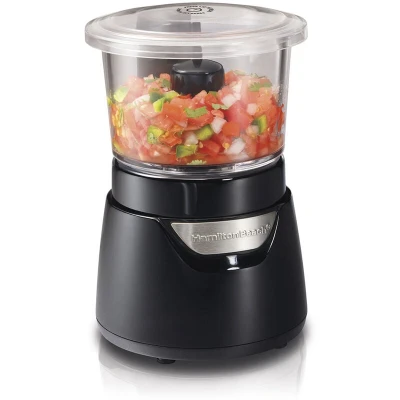 Image of Hamilton Beach 72860 SAU Stack &amp; Press 700ml Glass Bowl Chopper Food, Plastic, 175W, Black
