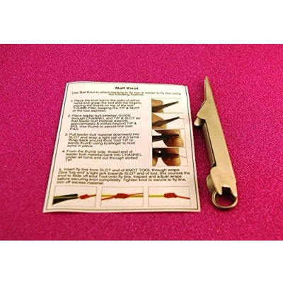 Image of Fly Fishing Stainless Steel Nail Knot, Easy Knot Tying Tool, Silver with Instructions