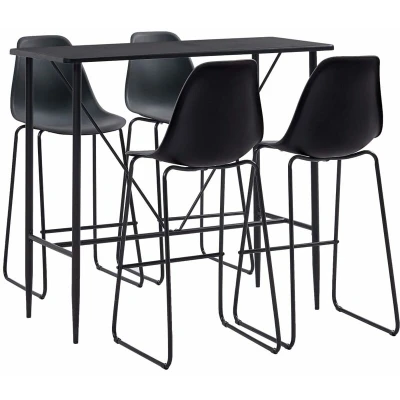 Image of vidaXL 5 Piece Bar Set Plastic Black