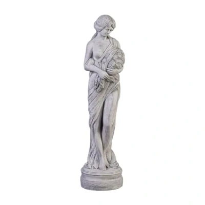 Image of gartendekoparadies.de Woman figure with flowers, stone figure, H. 75 cm, 18 kg, gray, frost proof made of cast for outdoor use