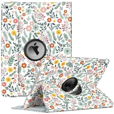 Image of Fintie Rotating Case for iPad 9th Generation (2021) / 8th (2020) 7th Gen (2019) 10.2 Inch 360 Degree Stand Cover with Pencil Holder, Auto Wake Sleep, Spring Bloom