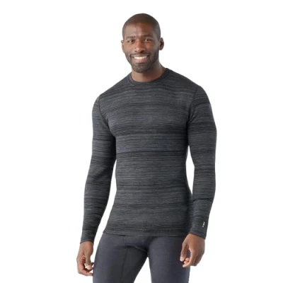 Image of Smartwool Men&#039;s Classic Thermal Merino Base Layer Crew, Black Color Shift, L