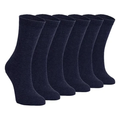 Image of 6 Multipack Childrens Plain School Socks Boys &amp; Girls 3 Sizes Cotton Rich (3 Years, Blue)