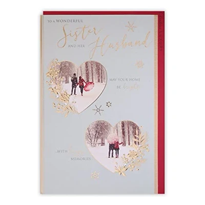 Image of Clintons: Couple In Hearts Sister &amp; Husband Christmas Card, Multi Colour, 155 x 235 (1171372)