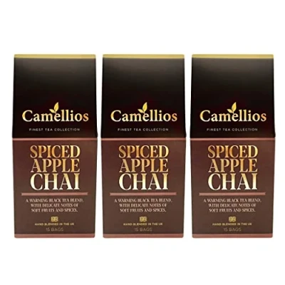 Image of Spiced Apple Chai, Pyramid Tea Bags, Camellios (45 3 Pack)
