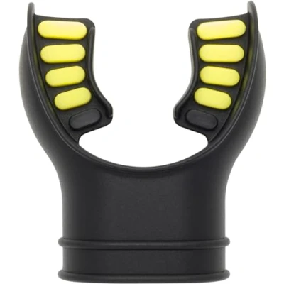 Image of CRESSI Silicone Mouthpiece 2 Tone Black/Yellow Pure Hypoallergenic for Scuba Regulator, Bicolor Black/Yellow, One Size, Unisex