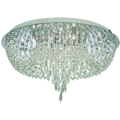Image of Orion 10 Light Ceiling Semi Flush Chrome, Crystal Glass, G4 Bulb