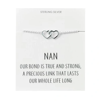 Image of Philip Jones Sterling Silver Nan Quote Heart Link Bracelet