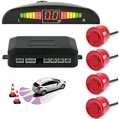 Image of Multibao Car Auto Vehicle Reverse Backup Radar System with 4 Parking Sensors Distance Detection + LED Display Sound Warning Red