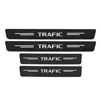 Image of JYMLOV 4pcs Car Door Sill Protector Kick Plates for Ren ault Trafic 1 2 3, Carbon Fiber Accessories Scuff Guard Threshold Cover Pedal, Trim Non Slip,Black