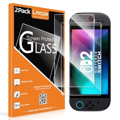 Image of Lmcpa 2 Pack for 2025 Nintendo Switch Screen Protector, Tempered Glass Easy Installation/Anti Scratch/High Definition/9H Hardness