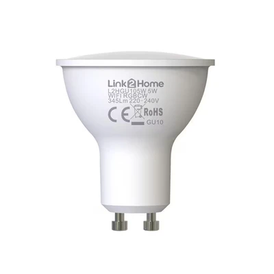 Image of Link2Home GU10/60W Equivalent WiFi LED Lamp, Smart Light Bulb with RGB Multicolour Settings Dimmable Alexa and Google Voice Control