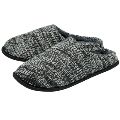 Image of DUNLOP Mens Knitted Mule Slippers Black UK 12