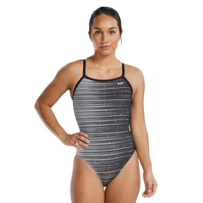 Image of TYR Women&#039;s Standard Durafast Elite Diamondfit Swimsuit, Titanium Speedwarp